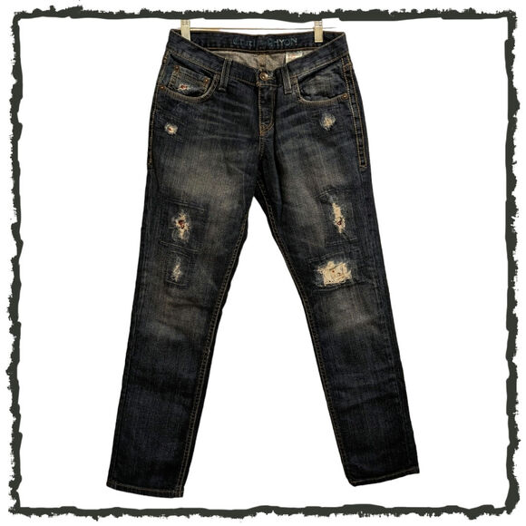 Cruel Girl Rhyon Boyfriend Jeans Distressed Patched Denim Women's Size 1R 28/30 - Picture 1 of 8